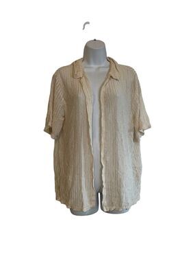 Boutique Bikini Cover Up Open Blouse Open Knit Ivory White